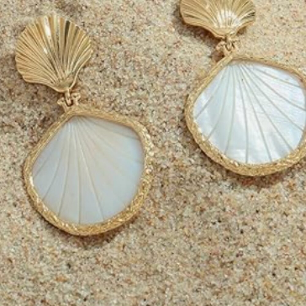 Gold Shell Earrings - Picture 3 of 6